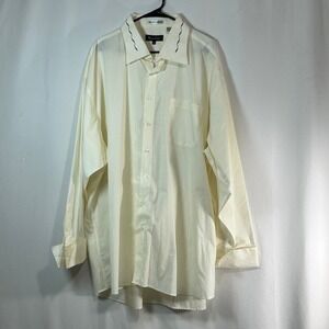 Bruno Conte Men's Cream Dress Shirt‎ Single Needle Tailoring Size 19.5 36/37